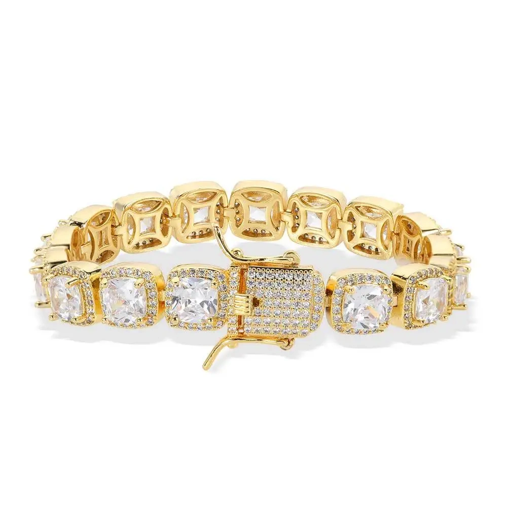 10/12mm Square Luxury Bubble Clustered Hip Hop Iced Out Tennis Bracelet Bling CZ For Men Jewelry
