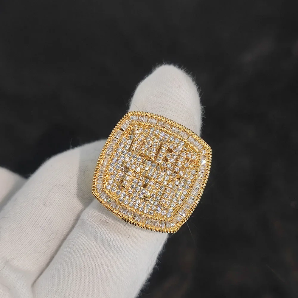 Hip Hop Jewelry Personalised DIY Name Letter Alphabet Ring Square Shape CZ Rings Charms Bling Trendy for Women Man