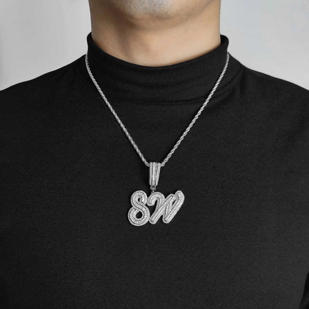 ESKEEM Iced Out Letter Initial Capitalizes Necklace Bling Jewelry Custom Name Pendant Hip Hop Jewelry