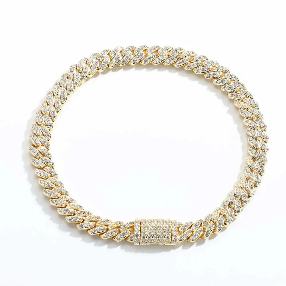 6mm Cuban Chain Women Bracelet Real Gold Plated Hip Hop Rock Street Jewelry Iced Out Cuban Bracelet Charms Birthday Gift