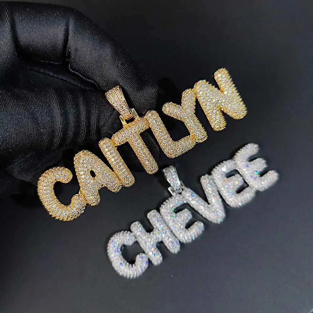 Trendy Hip Hop Pendant Custom Name Letter Splicing Bling High Quality Iced Out Jewelry For Men's Necklace