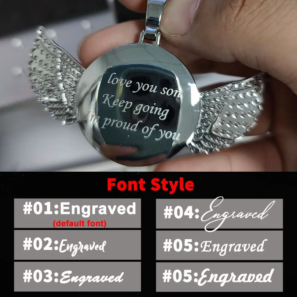 Angel Wings Medallions Custom Photo Pendant Necklace Hip Hop Jewelry Iced Out Pendant Free Custom Engraved Name Memory Gift Men