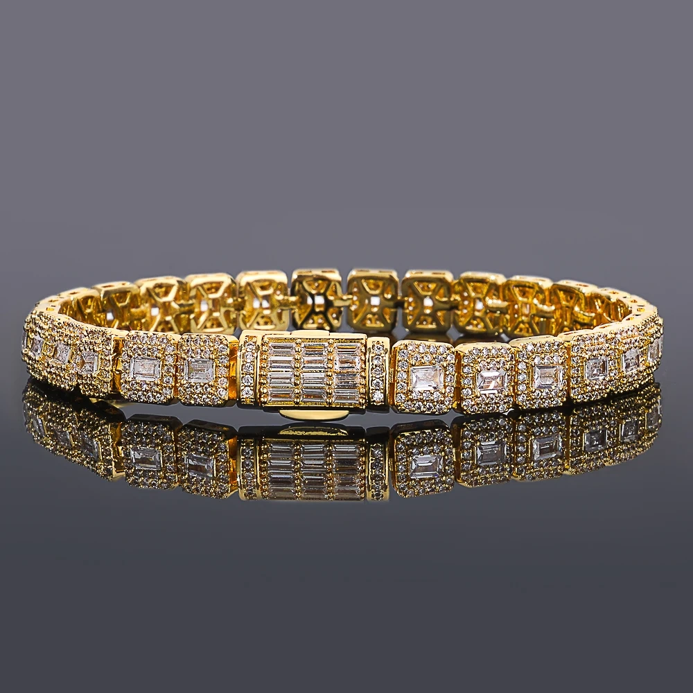 ESKEEM Women's Hip Hop Tennis Chain Bracelet Iced Out Baguette Round Cut Cubic Zirconia Stone Fine Jewelry