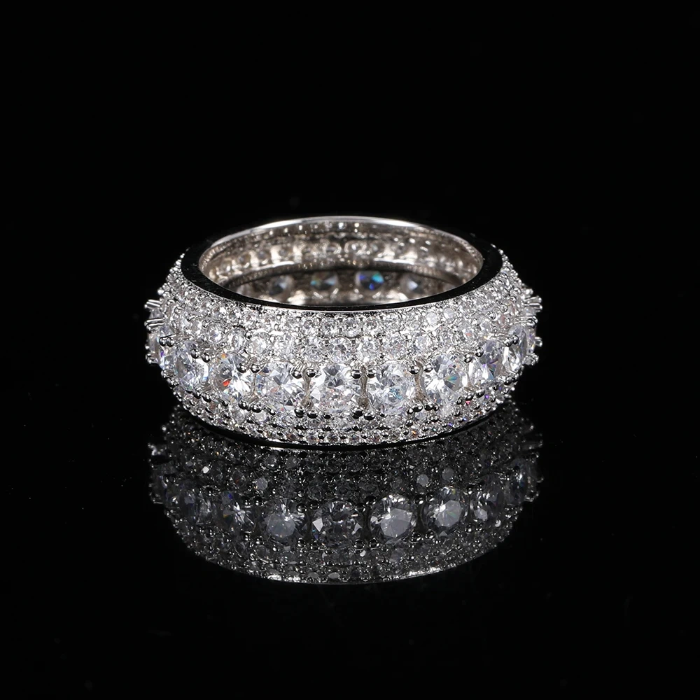 Hip Hop Rapper Rock Quality 5 Row Cubic Zirconia Cuban Rings Fashion Jewelry For Women Iced Cuban Ring Drop Shipping