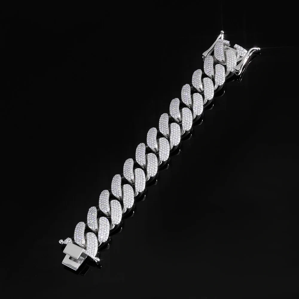 ESKEEM High Quality 22mm Mens Hip Hop Jewelry 925 Silver VVS Moissanite Cuban Link Chain Pass Diamond Tester Iced Out Bracelet