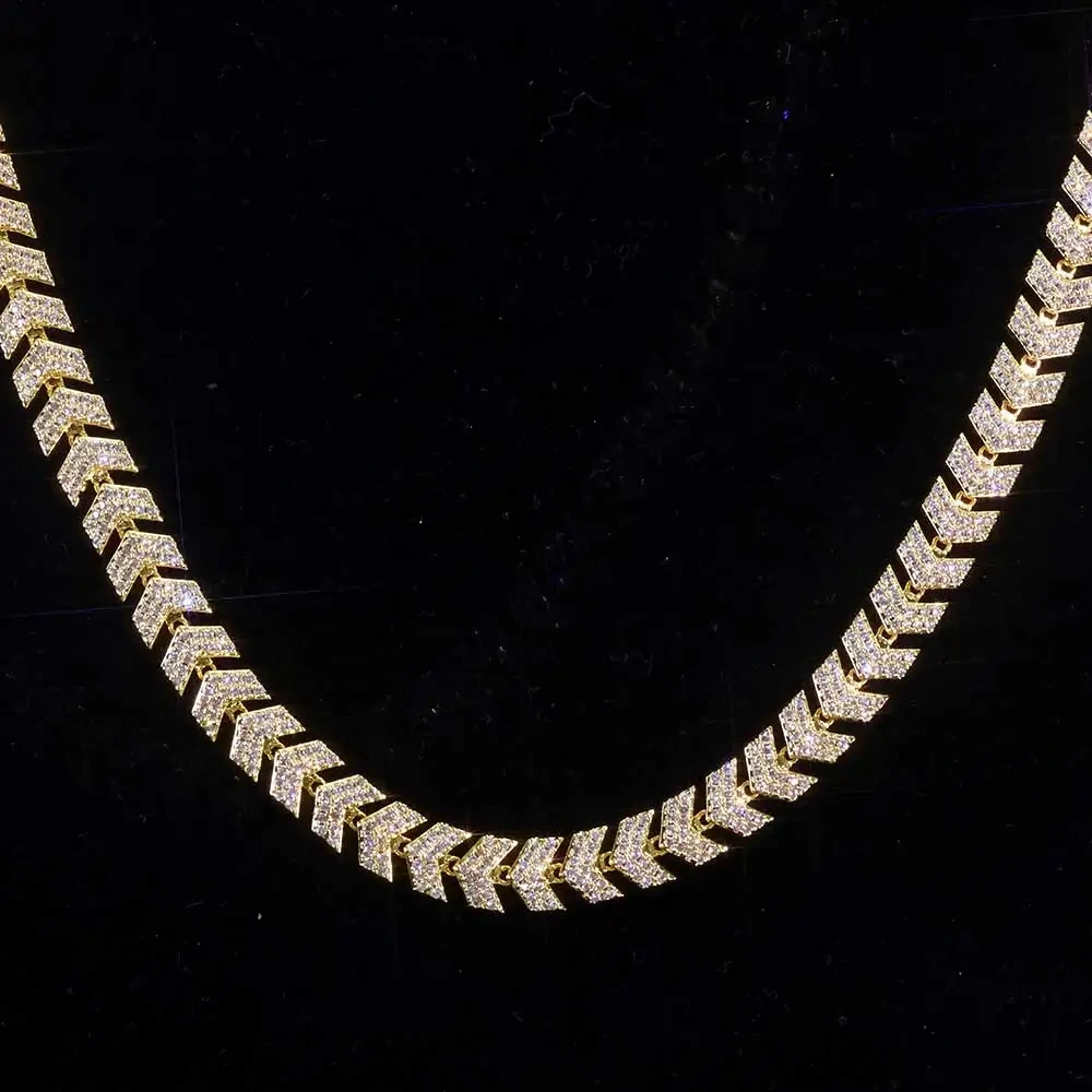 ESKEEM Durable 8MM Cuban Link Chain Gold Plated Arrow Design Full Iced Out Cubic Zircon Bracelet Micro Pave Hip Hop Jewelry Gift