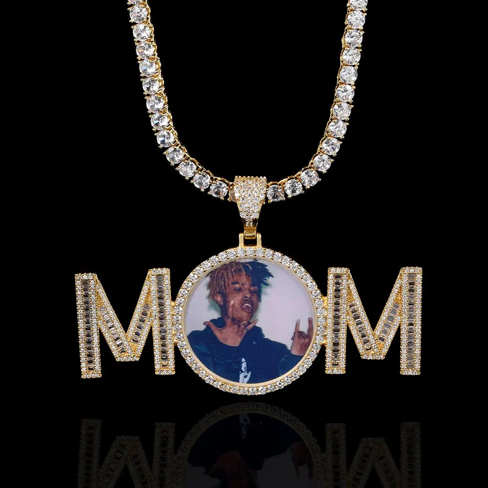 Iced Out Custom Memory Photo Necklace for Women Hip Hop Personalized Medallions Picture Best Gift for Mom Jewelry