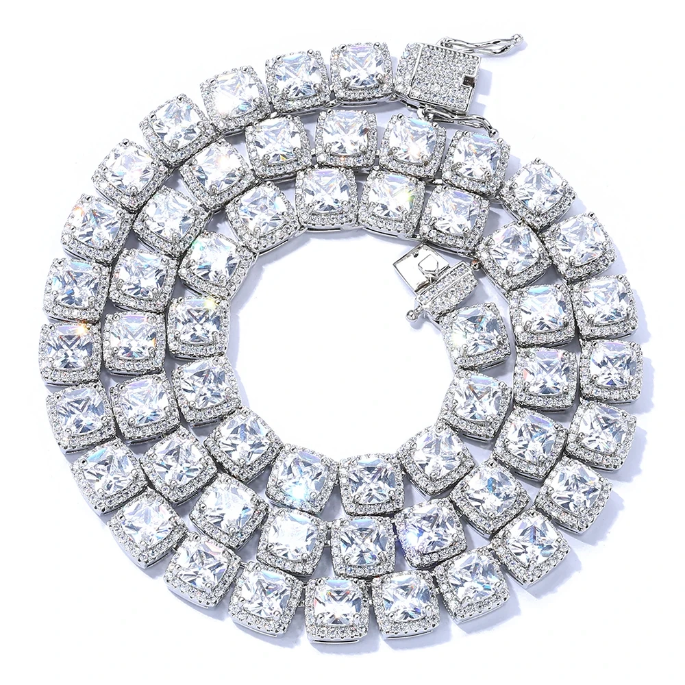 ESKEEM Cluster Tennis Chain for Men Necklace Hip Hop Cubic Zirconia Rock Square Iced Out Jewelry 7inch To 24inch