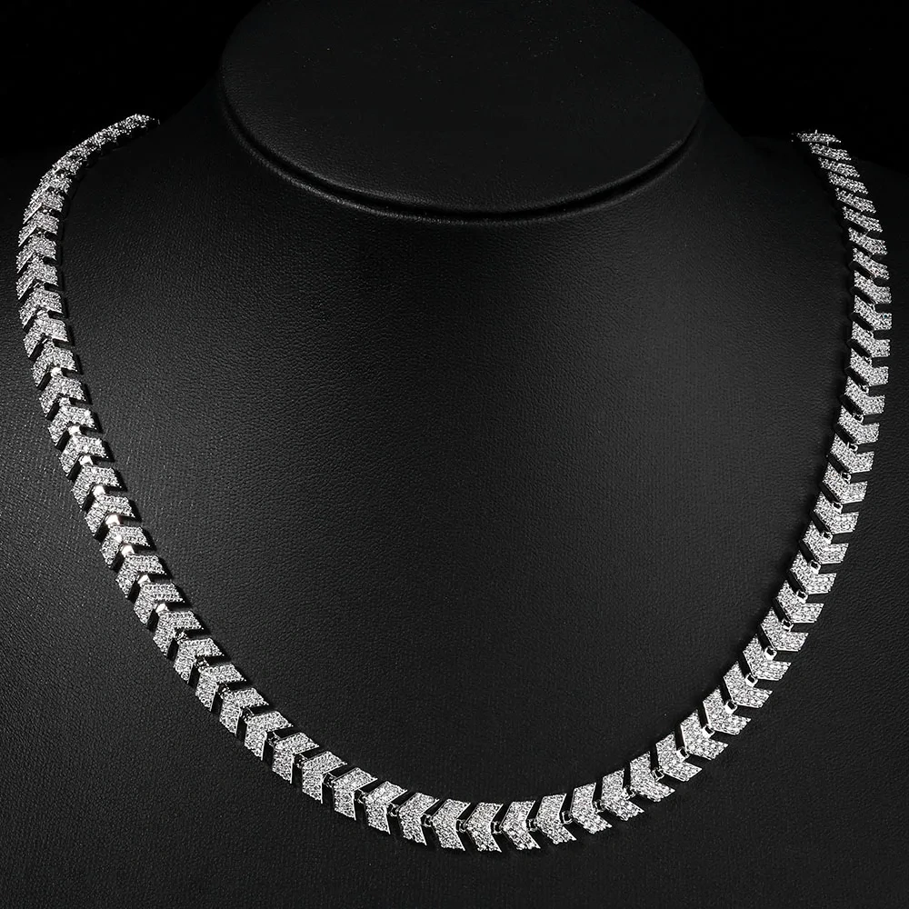 ESKEEM Durable 8MM Cuban Link Chain Gold Plated Arrow Design Full Iced Out Cubic Zircon Bracelet Micro Pave Hip Hop Jewelry Gift