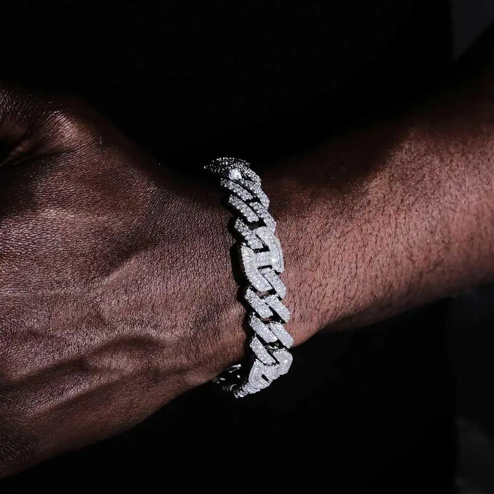 Hip Hop 15mm Iced Out Cuban Link Chain Shiny CZ Stone Pink Two Color Plated Pig Nose Cuban Necklace For Women Men