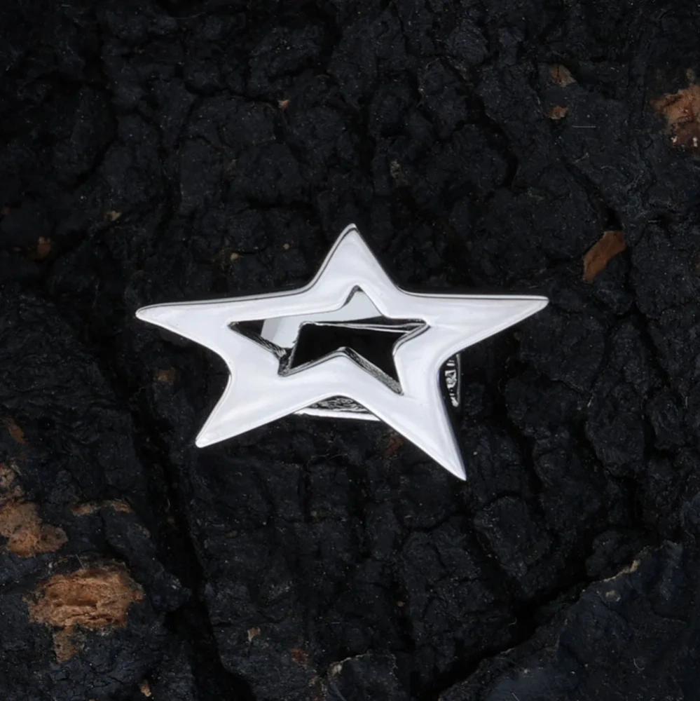 925 Sterling Silver Five Star Teeth Grillz Body Jewelry Single Mouth Hip Hop Tooth Cap Braces Hollow Out Grills