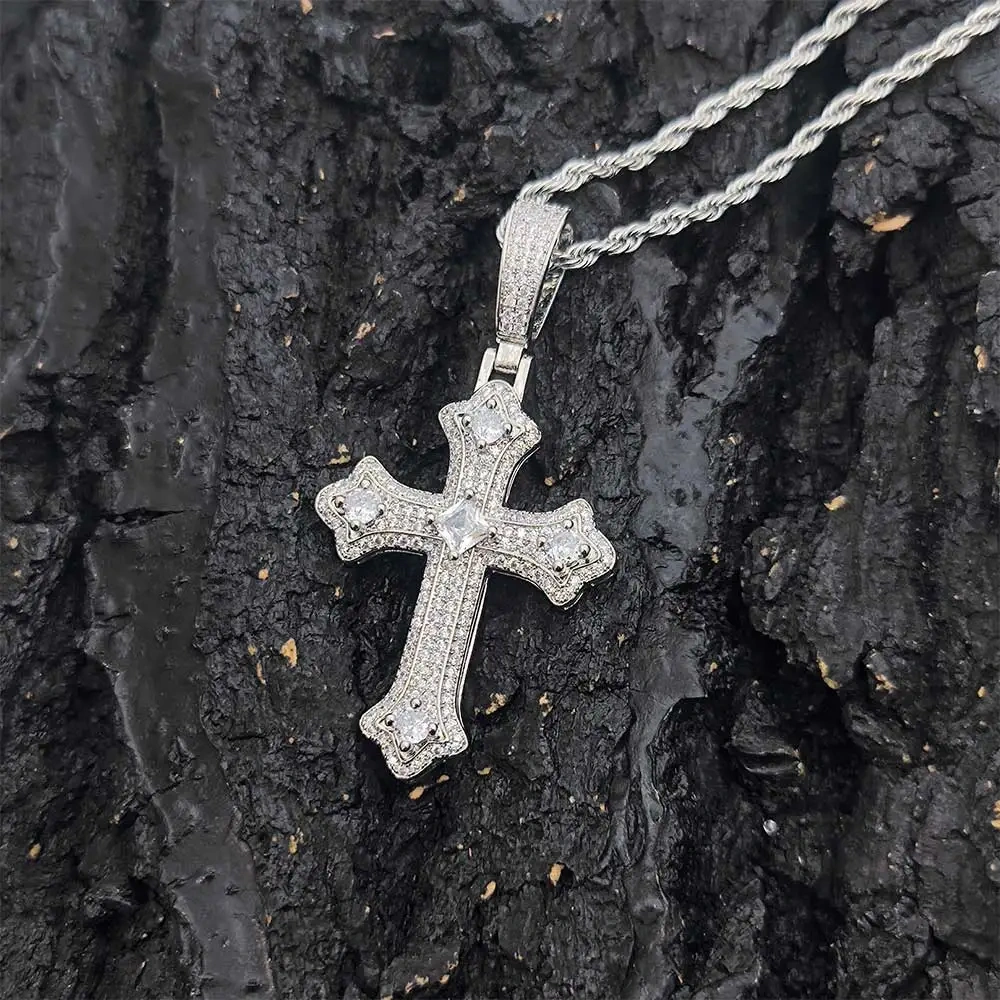 New Arrival Hip Hop Jewelry Full Pave Cross Pendant Necklace Women Christian Cross Charm Ornament Gift Drop Shipping  ﻿
