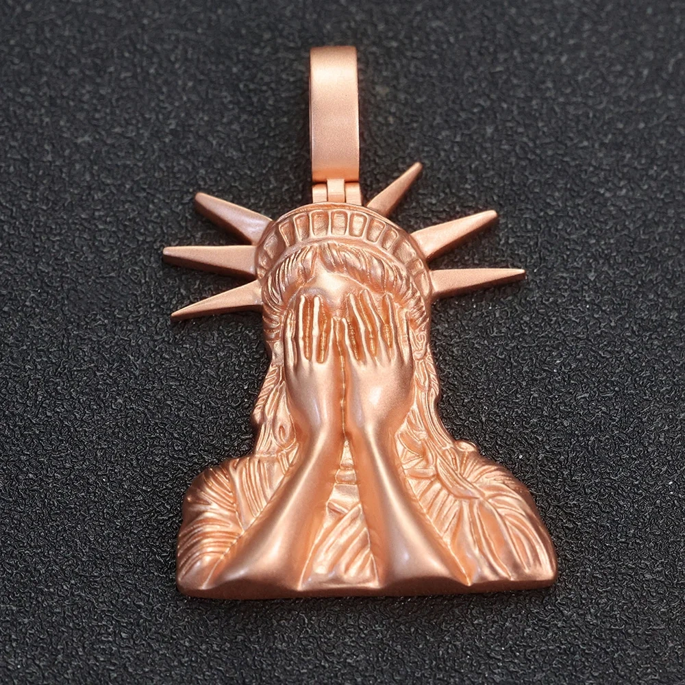ESKEEM Custom 45mm Pendant Rose Gold Plated Hip Hop Necklace Personalized Goddess Charm Jewelry Gift for Women Men
