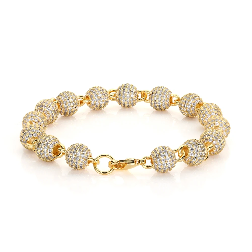 ESKEEM 8mm Ball Shape Link Chain For Women Accessories Iced Out Chain Micro Pave Cz Jewelry Full Diamond Round Bead Necklac
