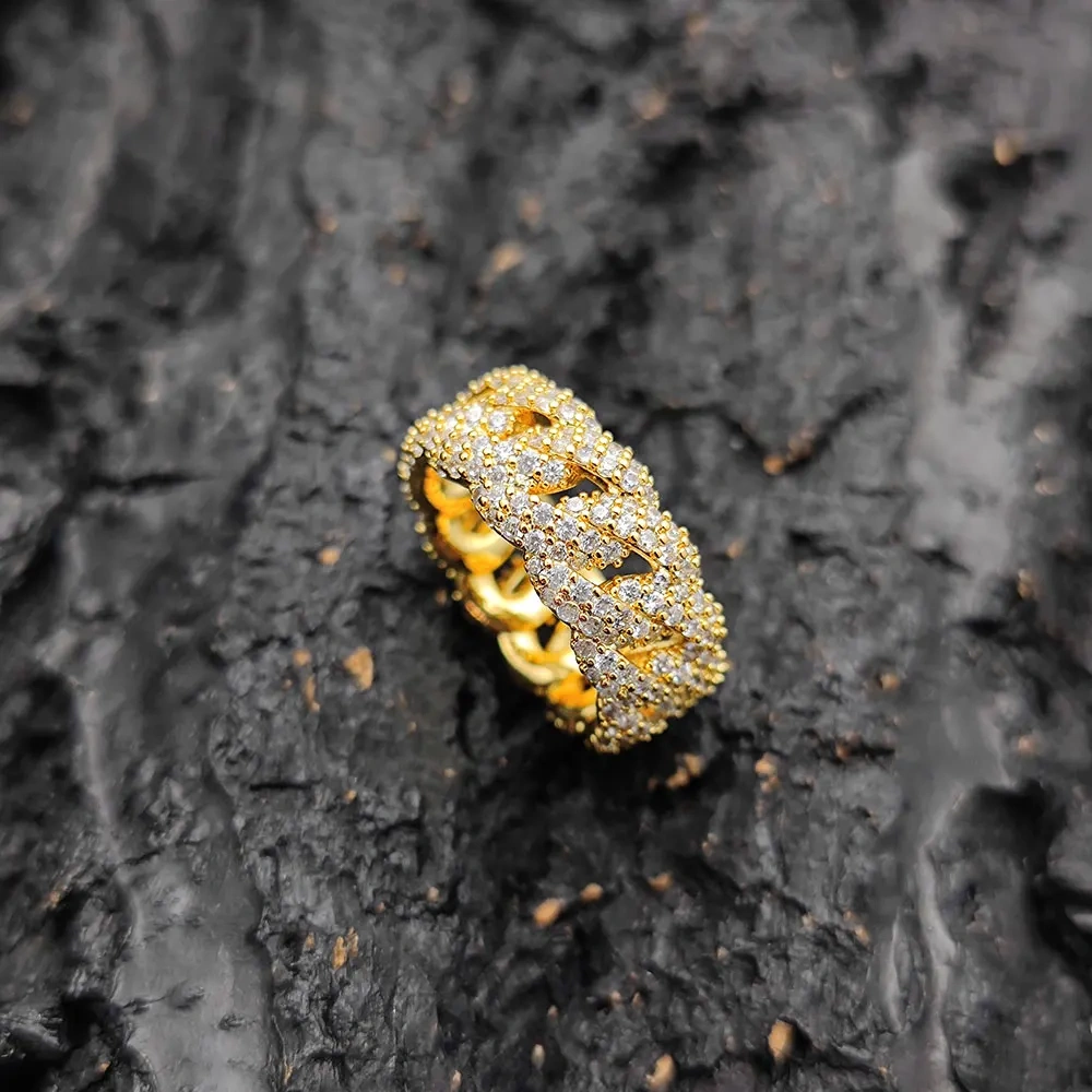 Hip Hop Rapper Rock Quality 5 Row Cubic Zirconia Tennis Rings Fashion Jewelry For Women Drop Shipping