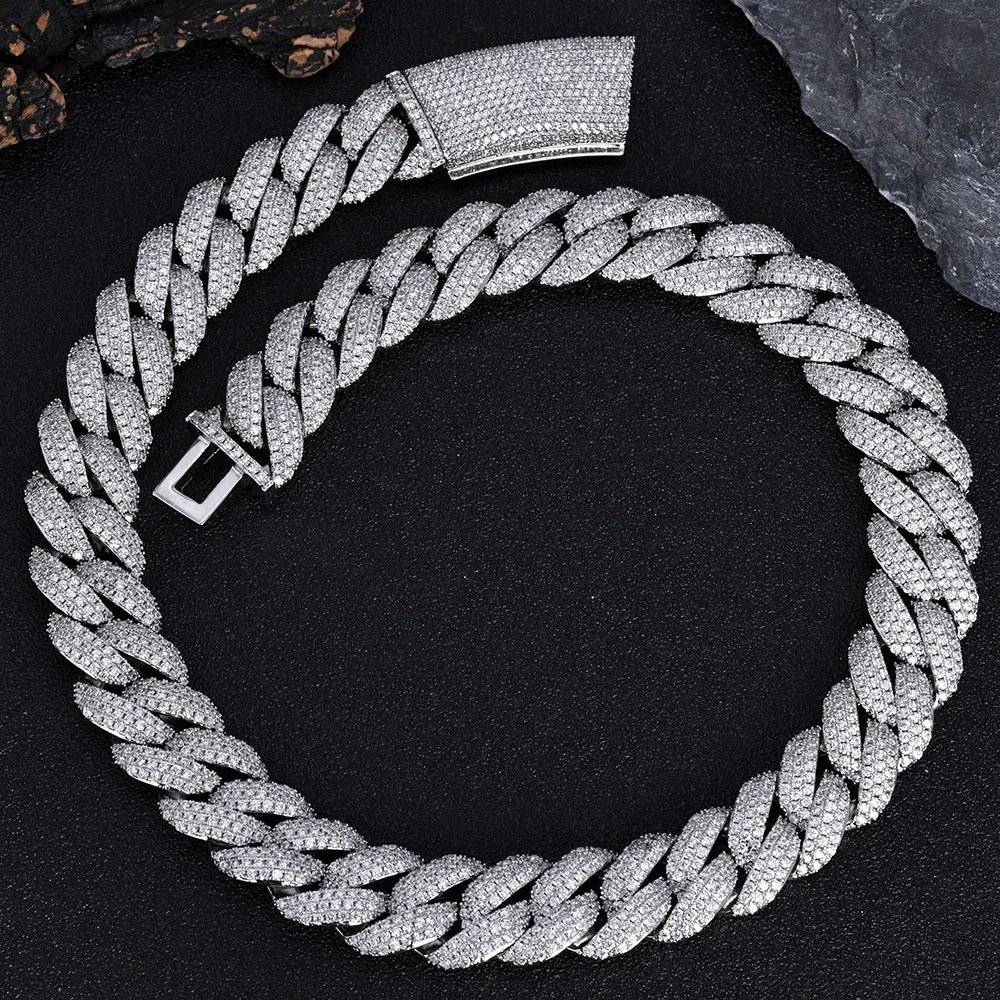 ESKEEM 18MM Iced Out Cubic CZ Cuban Chain 18k Gold Plated Bubble Cuban Link Necklace Hip Hop Jewelry Men Gift