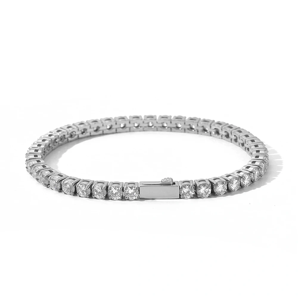 Fashion Hip Hop Jewelry Luxurious Ice Out Tennis Chain For Men Bling Stainless Steel Bracelet Free Custom Duble Side Logo
