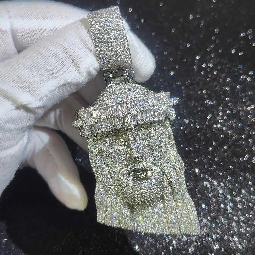 Hip Hop Rapper CZ Jesus Charm Pendant Jewelry Fashion Mixed Inlay Flower Crown Big Jesus Iced Out Pendant Necklace Men Women
