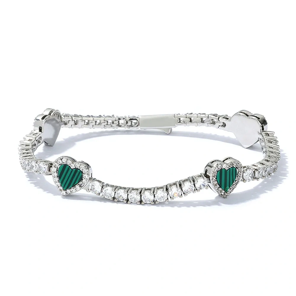 New Design Red/Green Heart Tennis Necklace Bracelet Jewelry Set Jewelry for Woman Classical Necklace Fine Jewelry 5A Zircon