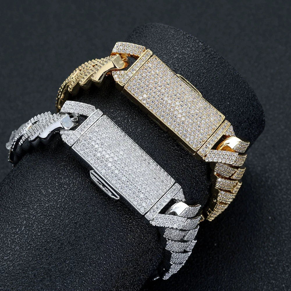Hip Hop Jewelry 16mm Cuban Link Chain Iced Out Round Setting Diamond Stones Bling 3 Rows Miami CZ Necklace Men's Gift