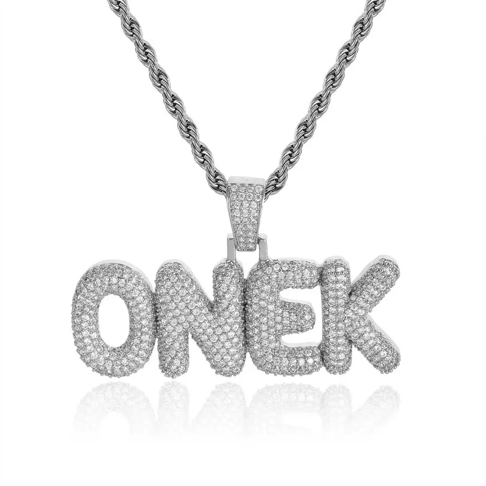 Trendy Hip Hop Pendant Custom Name Letter Splicing Bling High Quality Iced Out Jewelry For Men's Necklace
