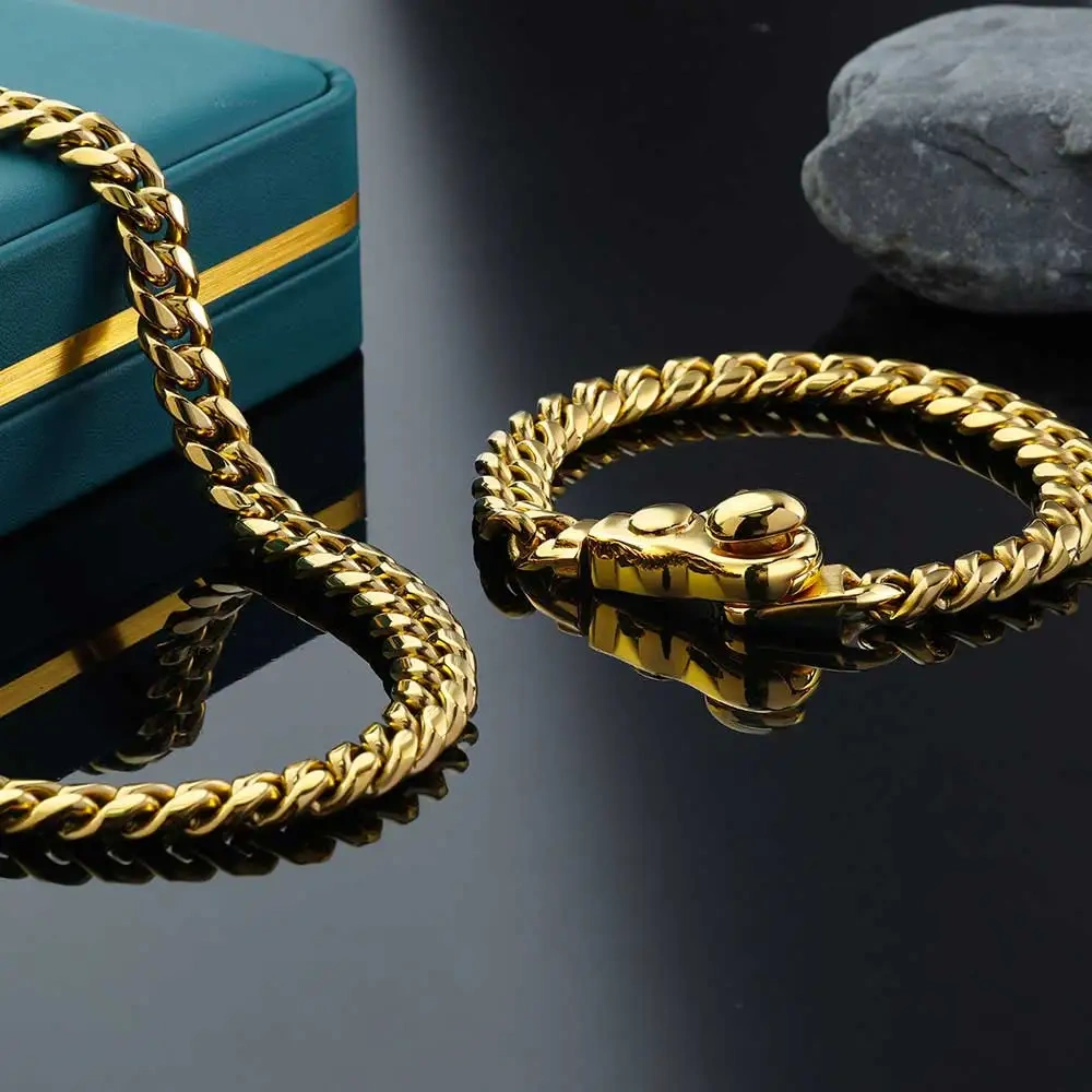 Hip Hop Jewelry Stainless Steel Bracelet Personalized Big Clasp High Polish Quality Cuban Chain Bracelet