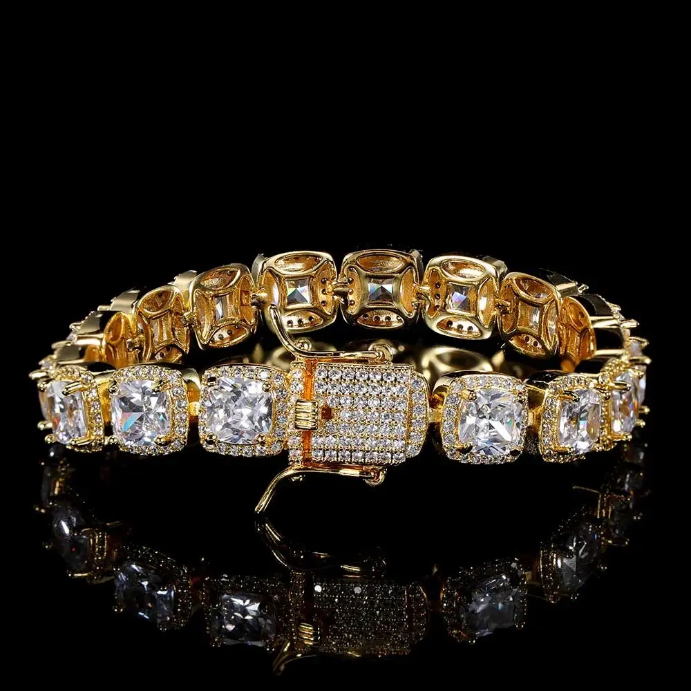 ESKEEM 10mm Hip Hop Fashion Luxury Cluster Tennis Chain Bangle Zirconia Jewelry For Women Tennis Bracelets Gift
