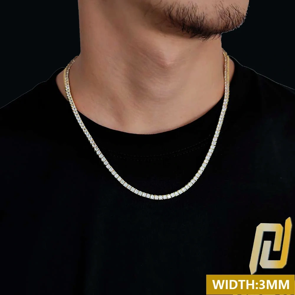 3mm Tennis Chain 1 Row Bling Zircon Copper Material Necklace Hip Hop Man and Women Iced Out Jewelry Drop shipping