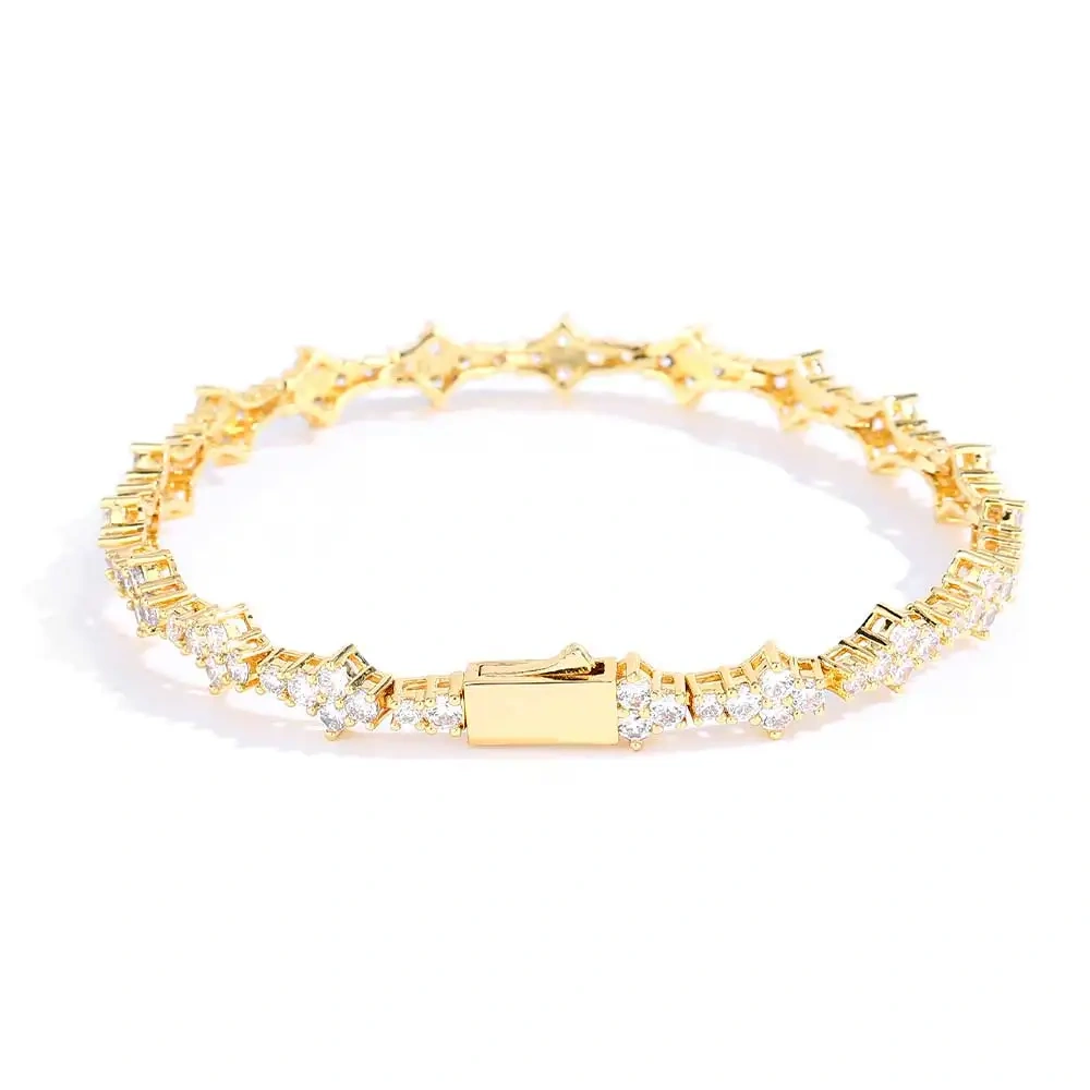 Light Luxury Hip Hop Cubic Zirconia Cross Tennis Bracelet for Man Women High Quality Sun Star Tennis Bracelets  Jewelry