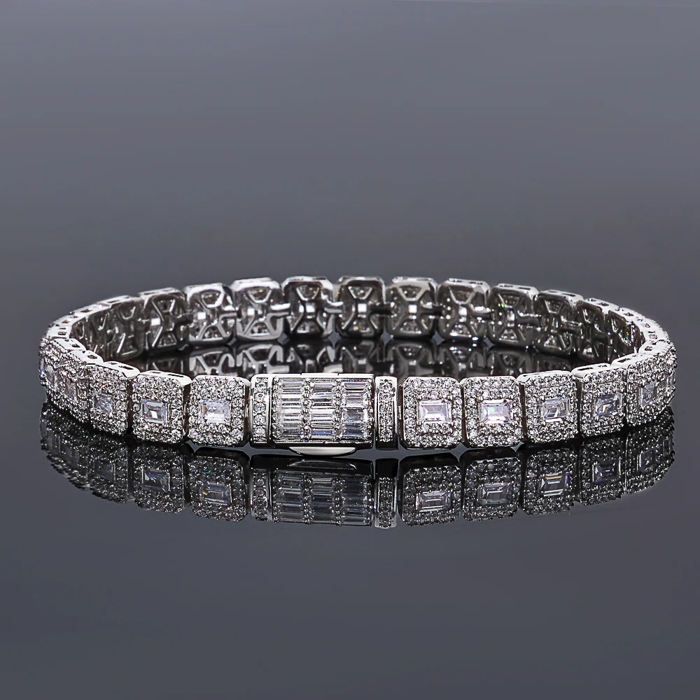ESKEEM Women's Hip Hop Tennis Chain Bracelet Iced Out Baguette Round Cut Cubic Zirconia Stone Fine Jewelry
