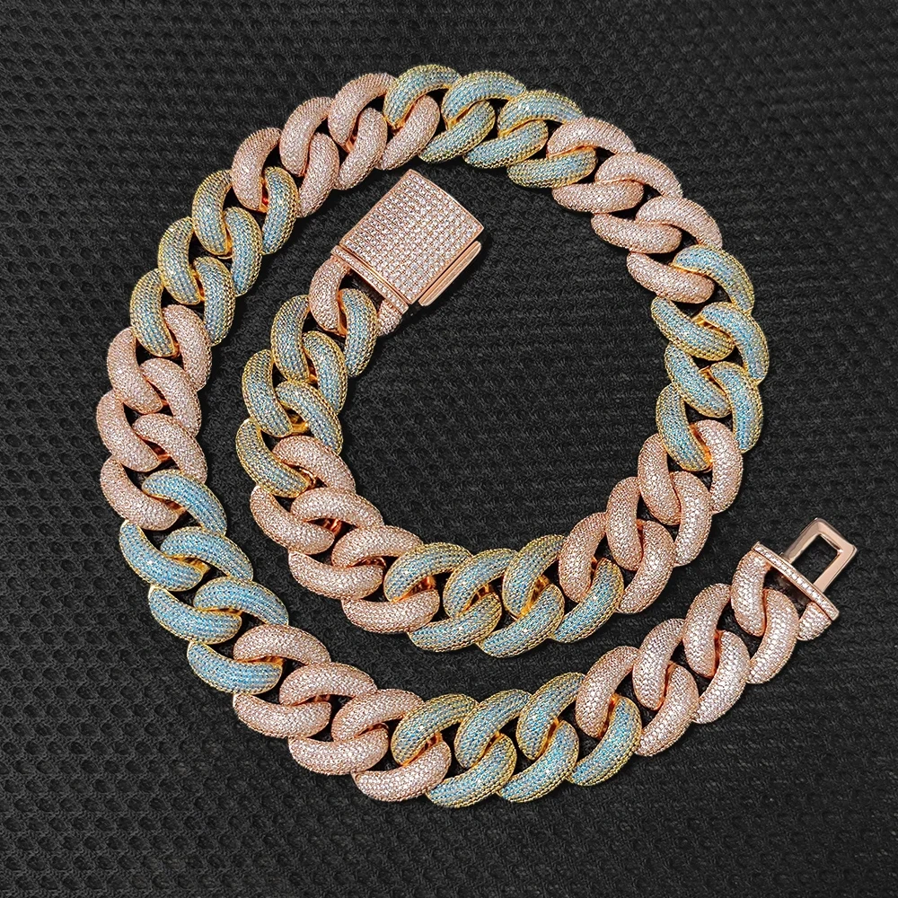ESKEEM 25MM Big Heavy Cubic Zirconia Stone Chain Full Paved Bling Iced Out Round Cuban Link  Necklace For Men Hip Hop Jewelry