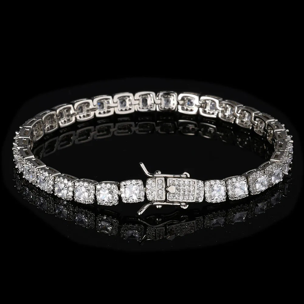 Women's 5mm Full Diamond Cuban Chain Hip Hop Rock Sugar Chain Personalized Splicing CZ Bling Tennis Chain Valentine's Day Gift
