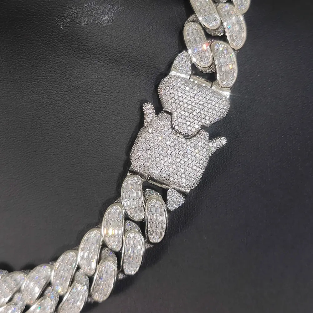Custom Big Buckle 18mm 3 Rows Rectangle CZ Cuban LINK CHAIN Diamond Necklace Bling Heavy Iced Out Chain For Men Hip Hop Jewelry