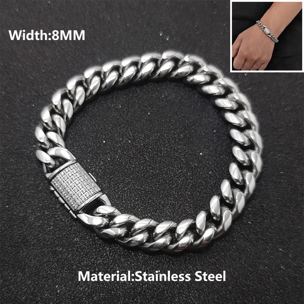 Hip Hop Rapper Rock Jewelry Cuban Link Fashion Luxury Stainless High Quality Multiple styles Bracelet For Women