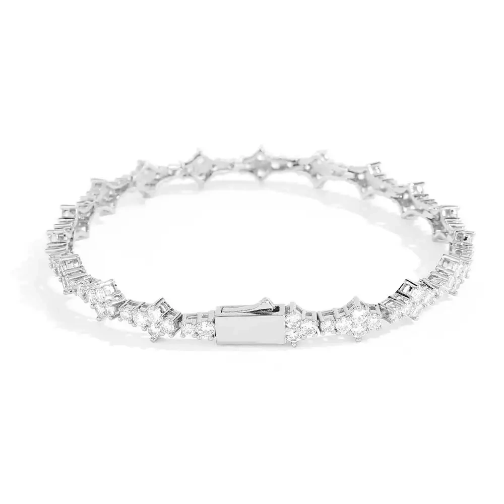 Light Luxury Hip Hop Cubic Zirconia Cross Tennis Bracelet for Man Women High Quality Sun Star Tennis Bracelets  Jewelry
