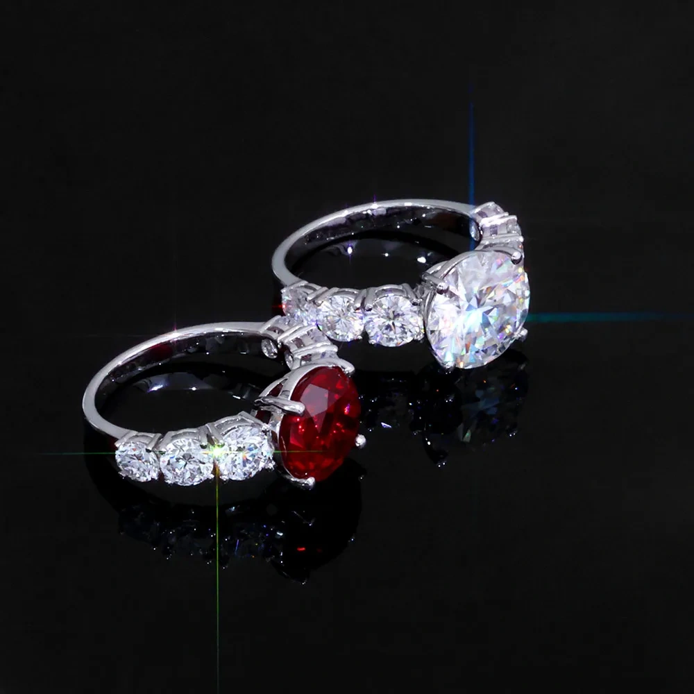 ESKEEM Custom 925 Silver 5CT Moissanite Ring Big Round Cut Diamond Luxury Sterling Silver Vvs Moissanite Rings for Women Gift