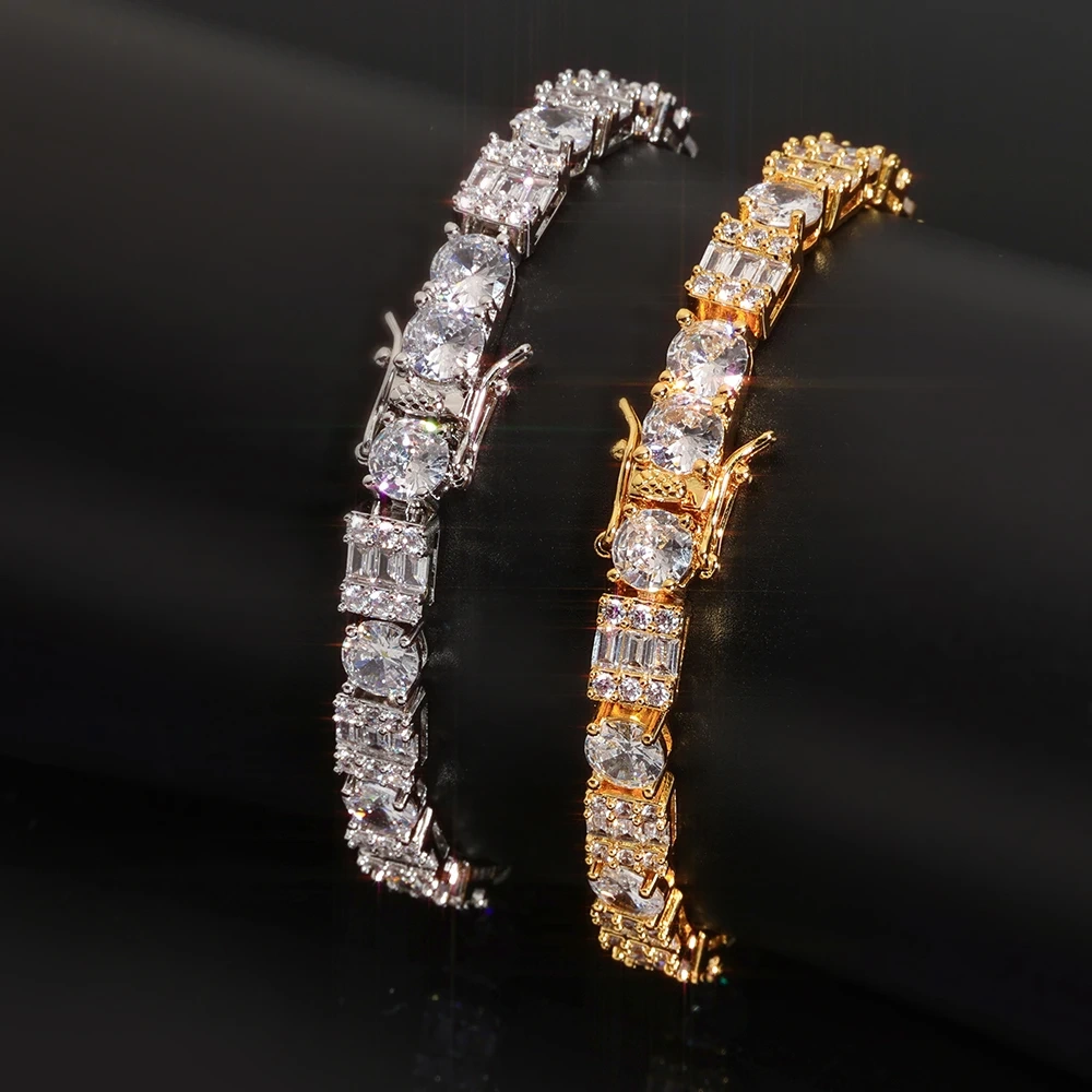 ESKEEM 6.5mm Tennis Chain Bracelet Fashion Jewelry Round Mix Cut Cubic Zirconia Iced Bracelet Women Men Gift