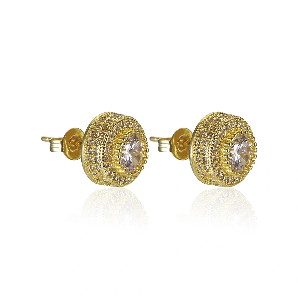 Hip Hop Jewelry Iced Out 3A Zircon Dollar Sign Plated High Quality Stud Earrings For Women