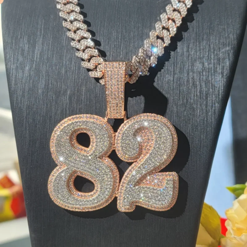 Hip Hop Jewelry Custom Name Pendant Capital 18K Gold Plated Full Iced Out Letter Pendant Necklace For Women Man