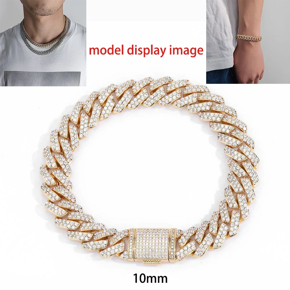 Hip Hop Jewelry 8/10/14/15/16/20/25mm Iced Out Cuban Link Chain Prong Diamond Cubic Zirconia Necklace Various Size Men Women