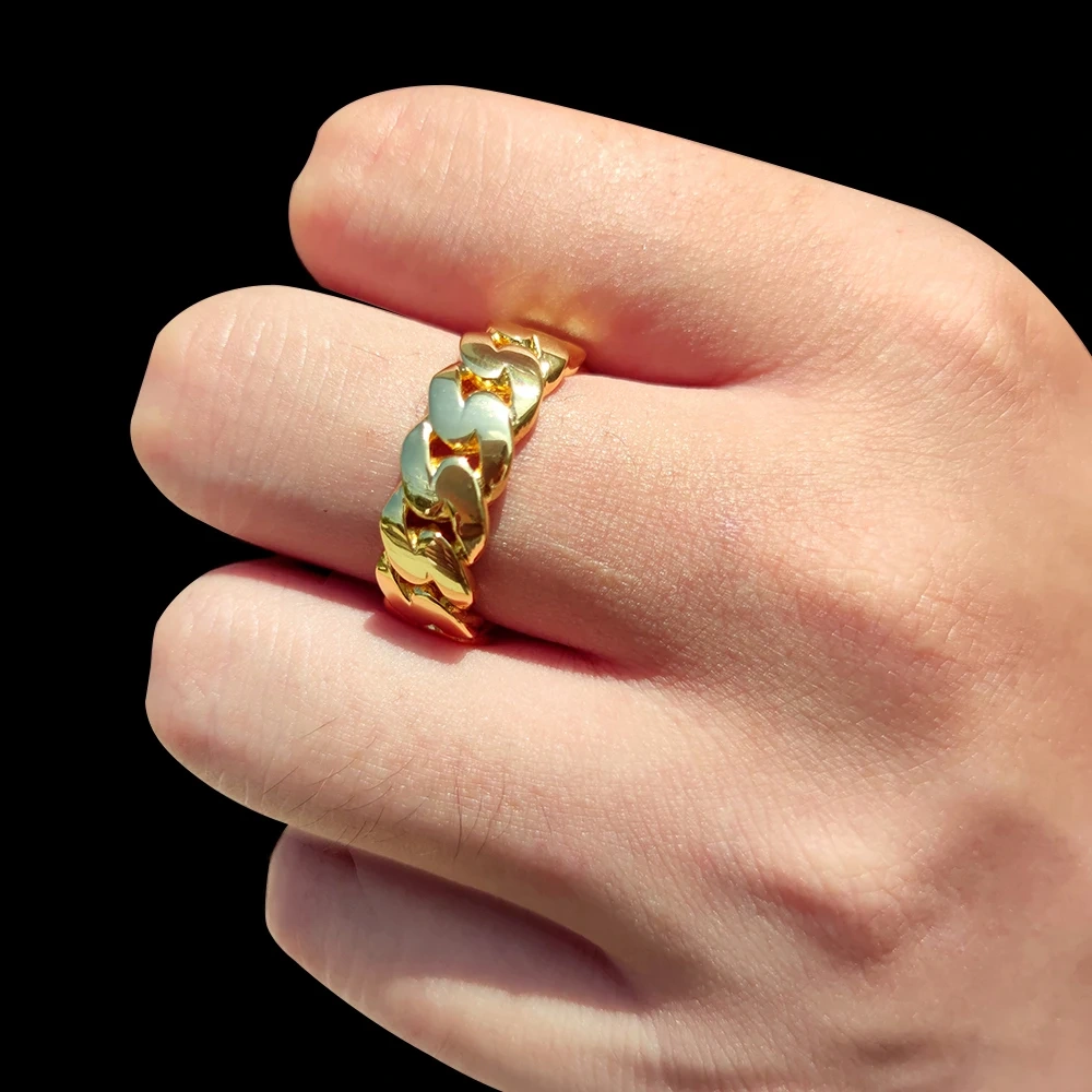 Hip Hop Rapper 8mm Luxury High Quality Plated Cuban Ring For Women Fashion Jewelry Drop Shipping