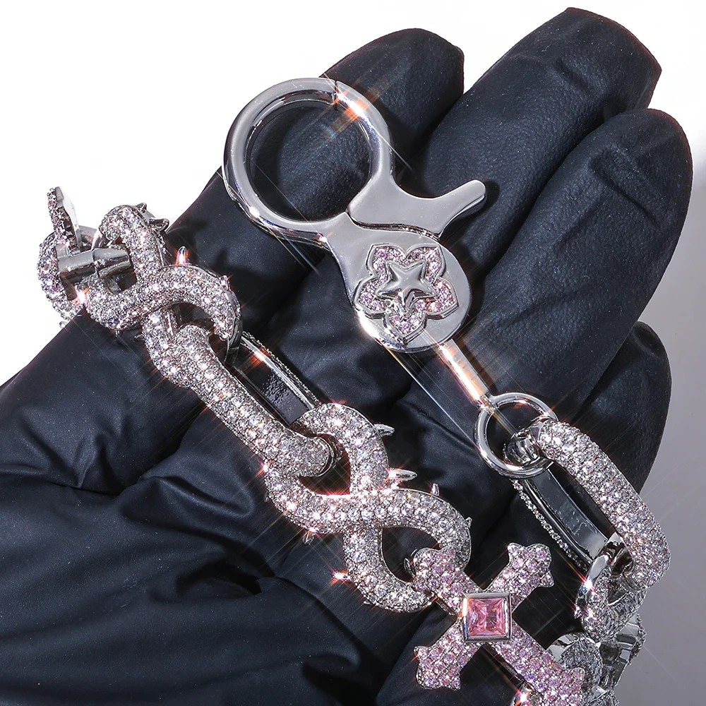 ESKEEM Street Style Cubic Zirconia Keychain Wallet Belt Chain for Men Hip Hop Hipster Jeans Chain Rock Jewelry