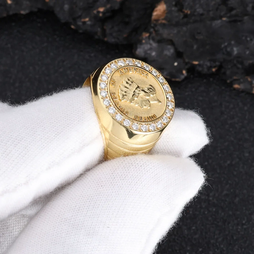 ESKEEM Real 18K Gold Plated Ring Inlaid Moissanite Diamond Single Tail Customized 925 Silver Index Finger Ring Vintage Jewelry ﻿