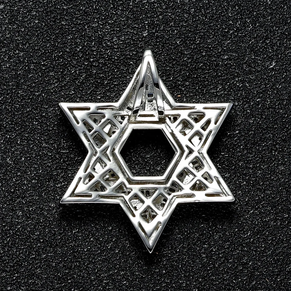 Hot Sale Hip Hop Iced Out Shiny Hexagram Pendant T Shape Zircon Stars Pendant for Men Women Street Style Jewelry