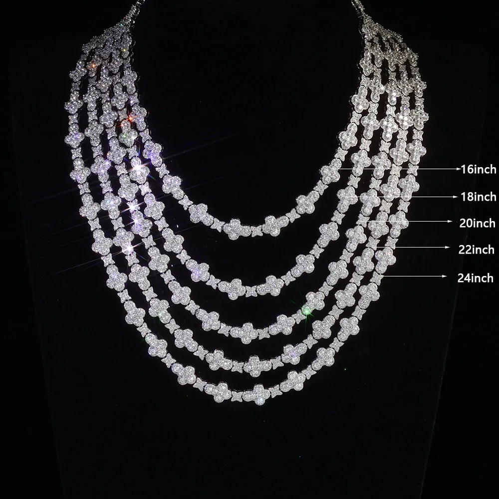 HipHop Iced Out Cross Link Chain Jewelry New Style Shiny Diamond Women Full Pave Cubic Zirconia Cross star Choker Necklace