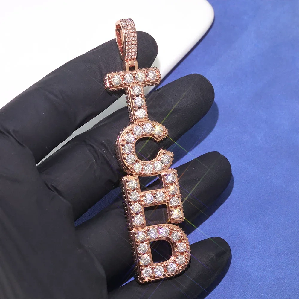 Special Design Brass VVS Diamond Charm Pass Diamond Tester Hip Hop Jewelry Iced Out Moissanite Initial Letters Pendant