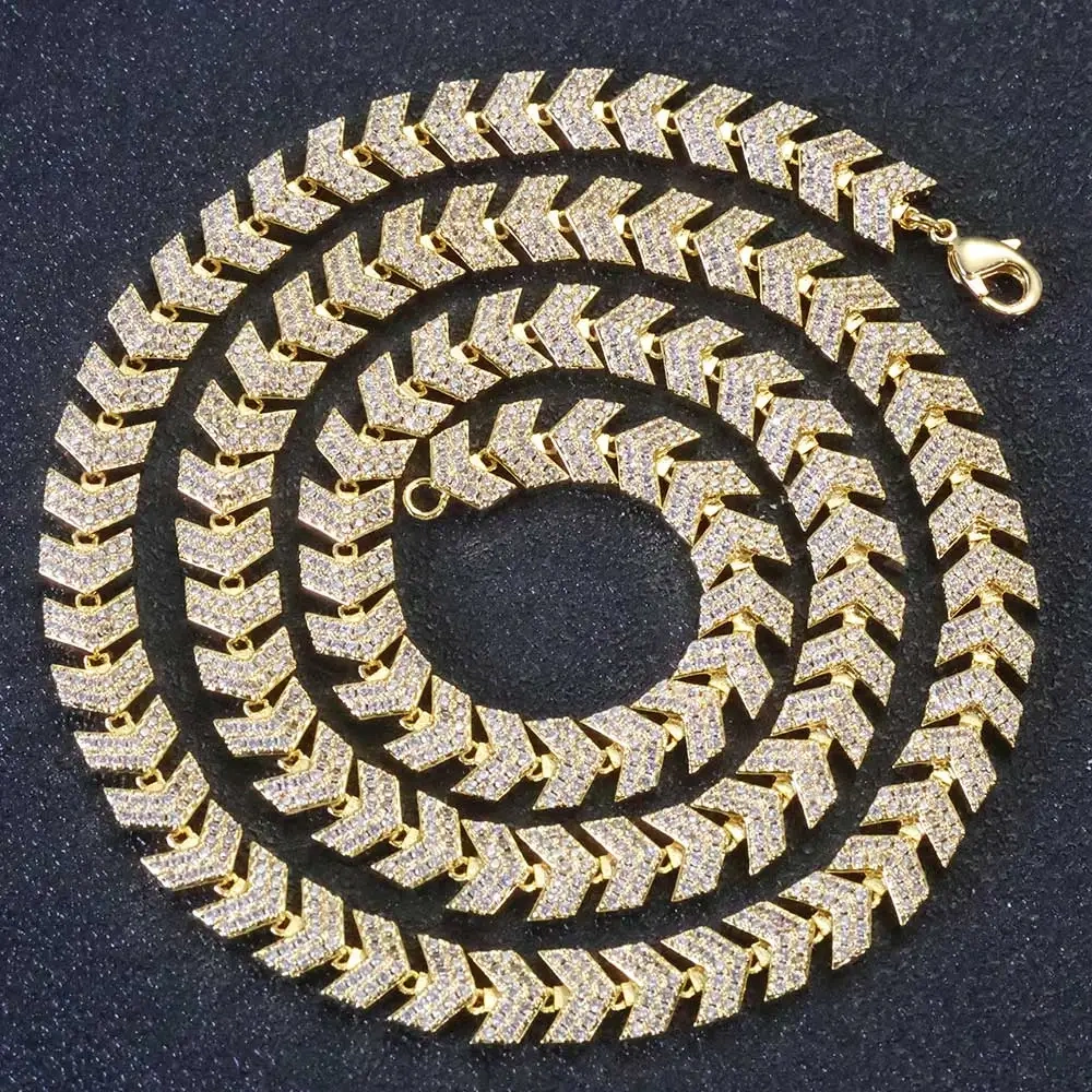 ESKEEM Durable 8MM Cuban Link Chain Gold Plated Arrow Design Full Iced Out Cubic Zircon Bracelet Micro Pave Hip Hop Jewelry Gift