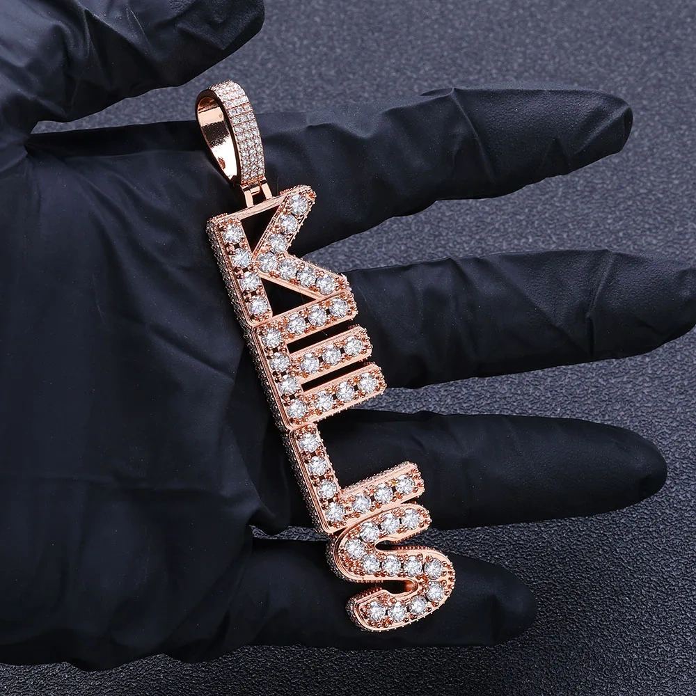 Special Design Brass VVS Diamond Charm Pass Diamond Tester Hip Hop Jewelry Iced Out Moissanite Initial Letters Pendant