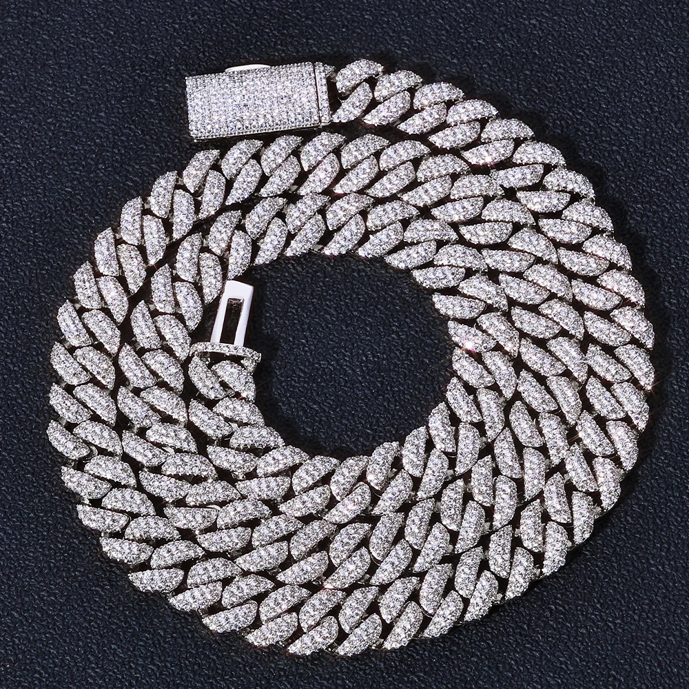 ESKEEM 10mm Flip Buckle 3 Rows Diamond Cuban Chain Iced Out Cubic Zirconia Cuban Necklace Hip Hop Jewelry Gift