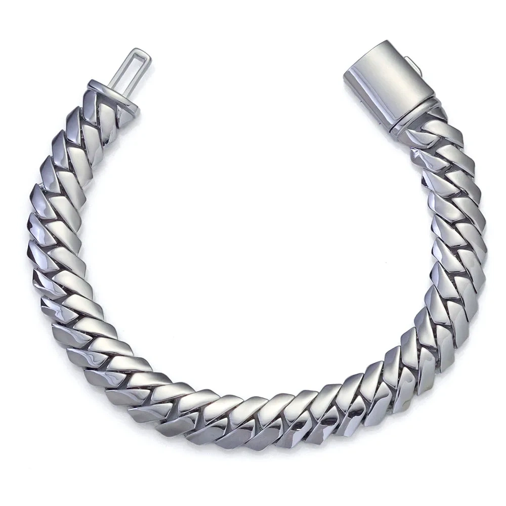 ESKEEM Hip Hop 12MM S925 Silver Solid Filled Monaco Chain Real 14k Gold Plated Miami Cuban Link Choker Necklace Men's Jewelry